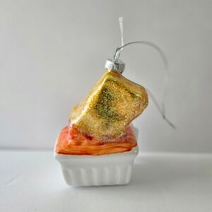 Time & Place CHICKEN NUGGET in Dipping Sauce Glass Ornament Holiday Christmas